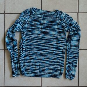 Blue Striped Handknit Women's Sweater